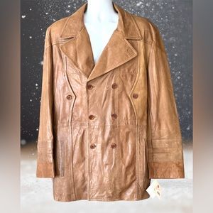 NWT Retro Leather Trench Style 70s vibe Wilson’s Leather Jacket Coat XL Men